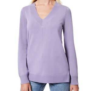 Cable & Gauge Sweater Plus 3X Feminine Casual Lilac V-neck Knit Spring Feminine